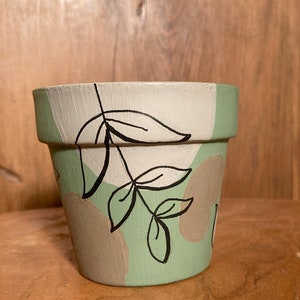 Hand Painted Boho Botanical 3&quot; Terracotta Pot ~ Indoor Planter ~ Home Decor ~ Earthy Tones ~ Flower Pot ~ Plant Pot ~ Clay Pot ~ Gift Ideas