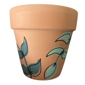 Hand Painted Boho Botanical 3.75&quot; Terracotta Pot ~ Indoor Planter ~ Home Decor ~ Flower Pot ~ Clay Plant Pot ~ Gift Ideas
