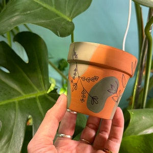 Hand Painted Boho Botanical 3&quot; Terracotta Pot ~ Indoor Planter ~ Home Decor ~ Earthy Tones ~ Flower Pot ~ Plant Pot ~ Clay Pot ~ Gift Ideas