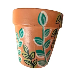 Hand Painted Boho Botanical 3&quot; Terracotta Pot ~ Indoor Planter ~ Home Decor ~ Flower Pot ~ Clay Plant Pot ~ Gift Ideas