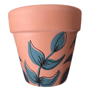 Hand Painted Boho Botanical 3.75&quot; Terracotta Pot ~ Indoor Planter ~ Home Decor ~ Flower Pot ~ Clay Plant Pot ~ Gift Ideas