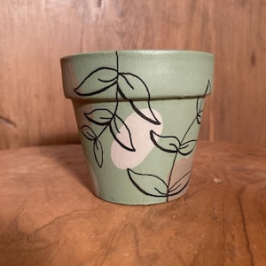Hand Painted Boho Botanical 4&quot; Terracotta Pot ~ Indoor Planter ~ Home Decor ~ Earthy Tones ~ Flower Pot ~ Clay Plant Pot ~ Gift Ideas