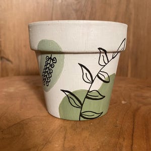 Hand Painted Boho Botanical 4&quot; Terracotta Pot ~ Indoor Planter ~ Home Decor ~ Earthy Tones ~ Flower Pot ~ Clay Plant Pot ~ Gift Ideas