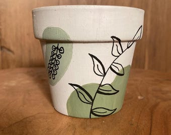Hand Painted Boho Botanical 4" Terracotta Pot ~ Indoor Planter ~ Home Decor ~ Earthy Tones ~ Flower Pot ~ Clay Plant Pot ~ Gift Ideas