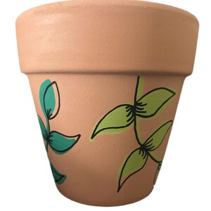 Hand Painted Boho Botanical 3.75&quot; Terracotta Pot ~ Indoor Planter ~ Home Decor ~ Flower Pot ~ Clay Plant Pot ~ Gift Ideas