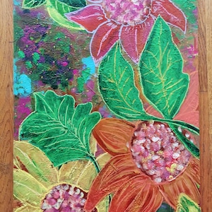 SALE! Abstract Florals Acrylic Impasto Textured Painting 11x14 Canvas