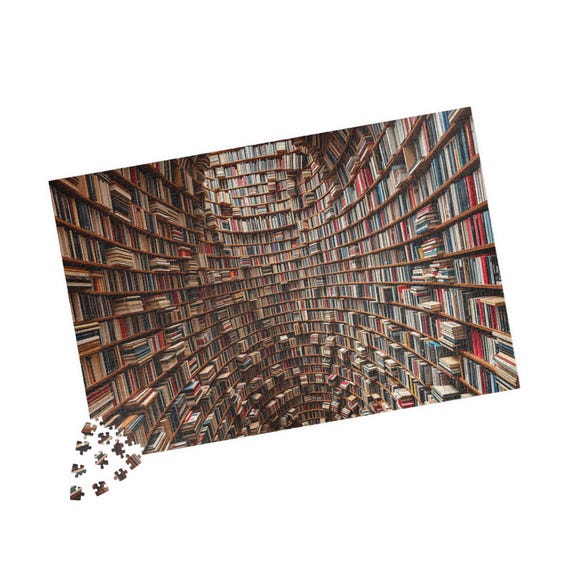 Optical Illusion Bookshelf Puzzle, 1000 Piece Jigsaw Gift