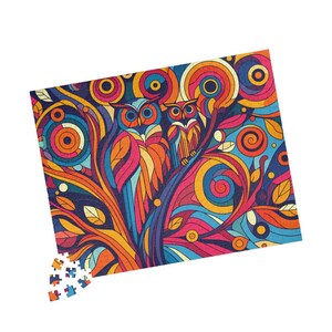 Colorful Owl Jigsaw Puzzle: 520 Piece Psychedelic Retro Art