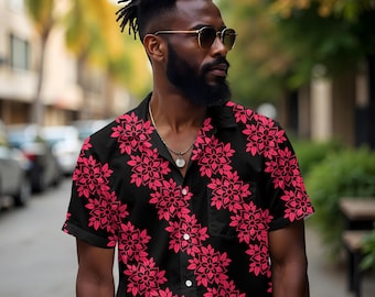 Matching Set - Bold Floral Print Shirt and Racerback Dress, Coordinating His and Hers Summer Outfits, Beachwear Gift, Vacation Attire