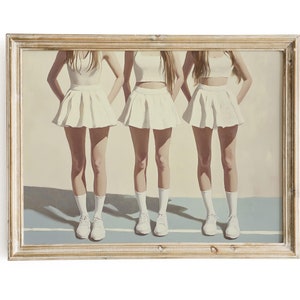 Preppy Girly Tennis Print Painting College Vintage Apartment Decor Dorm Room Sporty 1950s Aesthetic Downloadable Print