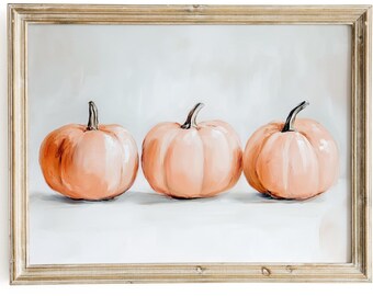 Pastelpompoenschilderij, girly herfstdecor (digitale download)