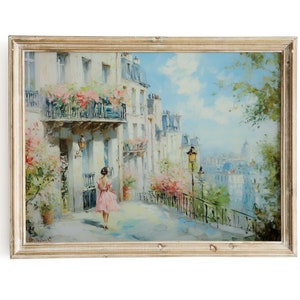 Retro European City Wall Art Aesthetic Vibrant Girly Apartment Bedroom Decor Pastel Cityscape