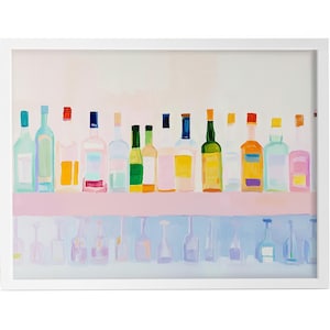 Impresión de carrito de bar / Póster de cóctel femenino rosa / Arte de pared de cocina con alcohol retro de moda / Linda pintura vintage imprimible / Decoración de happy hour