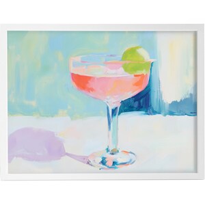 Pastel Cocktail Poster | Colorful Alcohol Print | Bar Cart Decor | Trendy Retro Wall Art | Pink Blue Printable Poster | Vintage Bar Painting