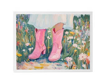 Peinture de bottes de cowgirl à motifs floraux : Art western rétro (Téléchargement numérique)