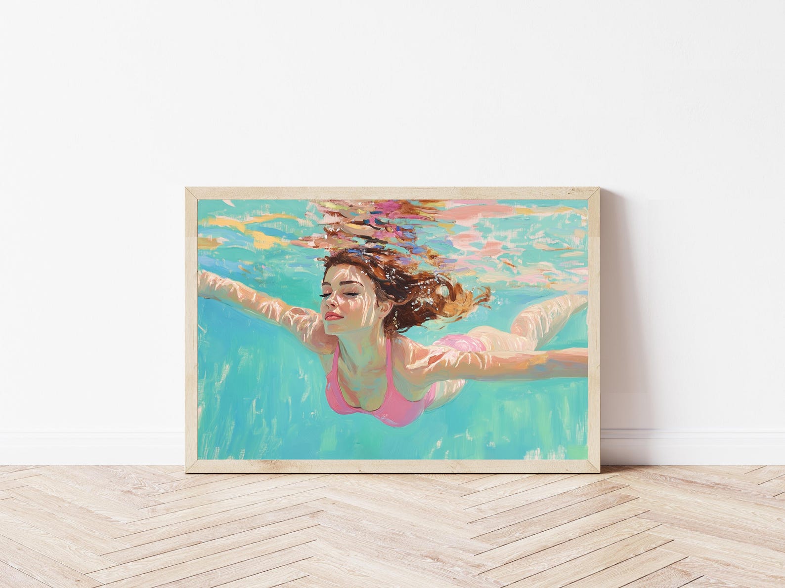 Pink Girly Pool Print | Soft Aesthetic Swimming Pool Printable Wall Art ...