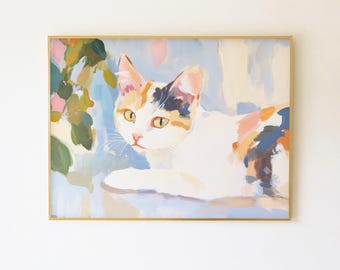 Pastel Calico Cat Wall Art | Cozy Kitten Print (Digital Download)