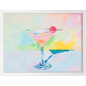 ピンクのカクテルポスター | カラフルなキッチンアルコールプリント | 楽しい印刷可能なバーカートの装飾 | トレンディなレトロなウォールアート | かわいいヴィンテージバーの絵画