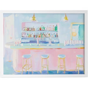Arte de carrito de bar rosa / Póster de cóctel femenino / Impresión de arte de pared de cocina con alcohol retro de moda / Pintura vintage imprimible rosa / Decoración de happy hour