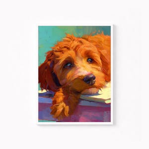 Arte de parede Cavapoo | Impressão de cachorrinho em tons pastel para lavanderia (Download digital)