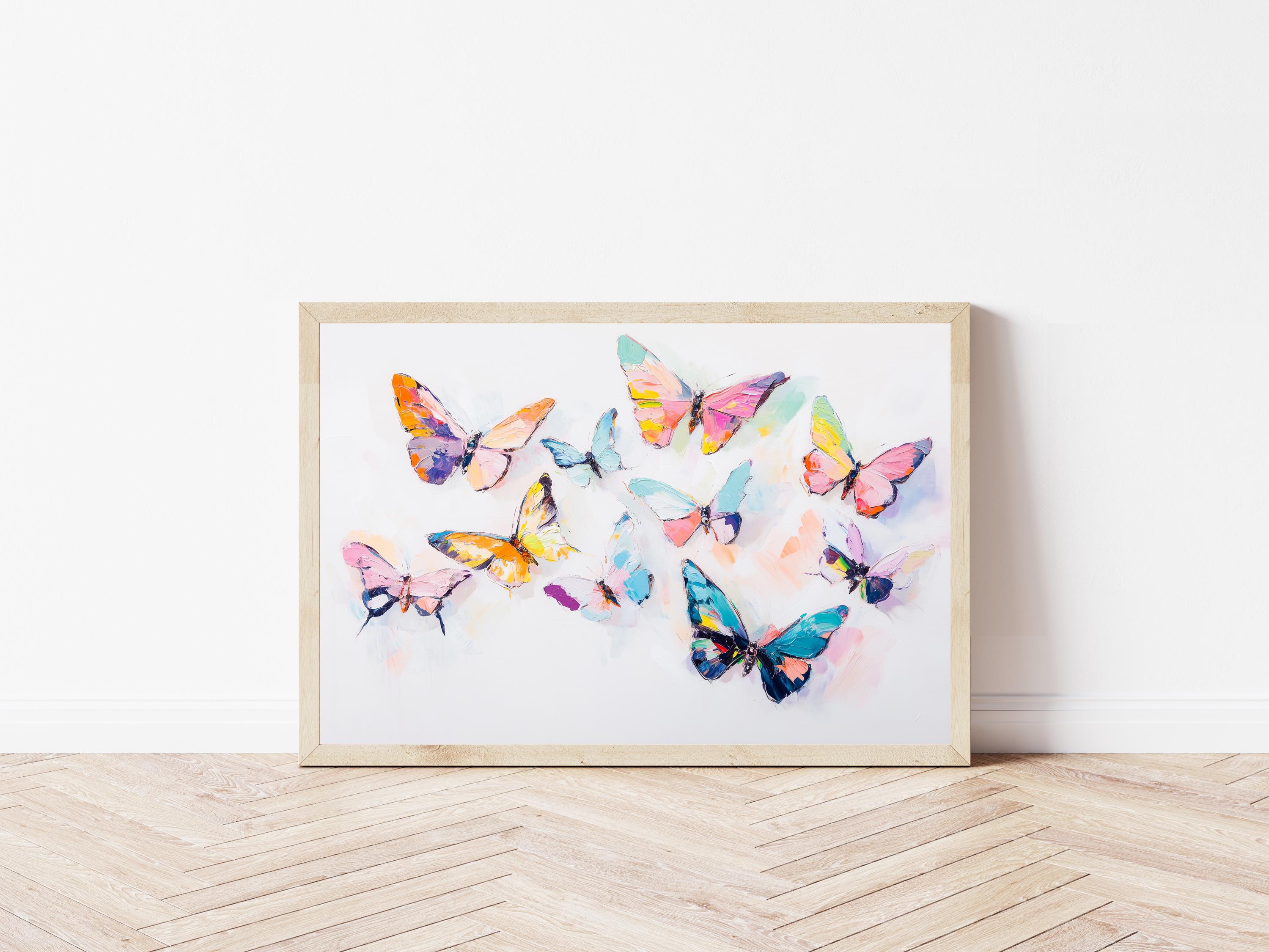 Pastel Butterfly Painting Colorful Abstract Insect Wall Art Print ...