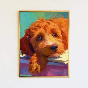 Arte de parede Cavapoo | Impressão de cachorrinho em tons pastel para lavanderia (Download digital)