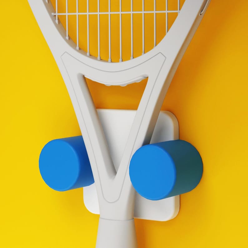 Stick E Racket Stick-on Tennis Racquet Hanger, Colorful Wall Hook, Tennis Home Decor ...