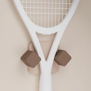 Minimal wall Hook, Scandi home decor, wall hooks, Tennis Racquet Hanger, Racket Organizer, Tennis Racket Wall Mount, Tennis Racket Display