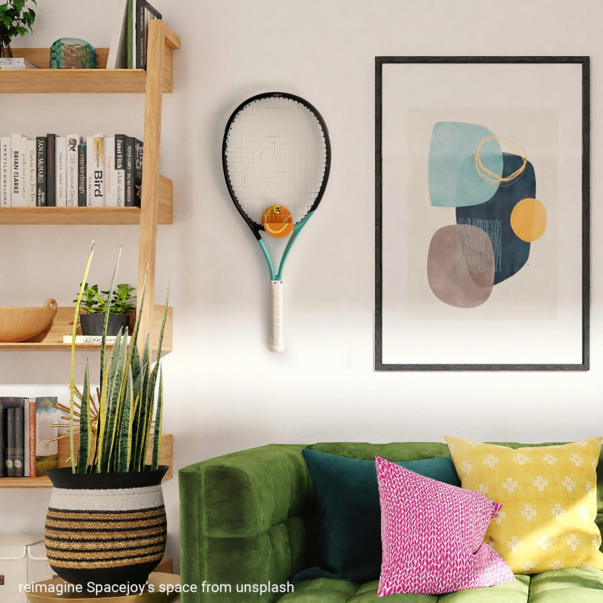 Modern Easy Stick-on Tennis Racket Hanger, Tennis Ball Shape Wall Hook ...