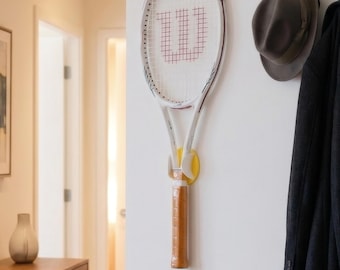 Easy Peel & Stick, Tennis Racquet Hook, Racket Wall Rack Holder, Home Decor, Tennis Racket Organizer, No-Drill Installation, Tennis Gift
