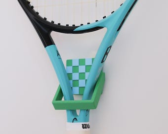 Stick-on Tennis/Racquetball/Pickleball Racquet Paddle Hanger, Racket Organizer, Stylish Racket Wall Mount, Drill-free, Tennis Display Holder
