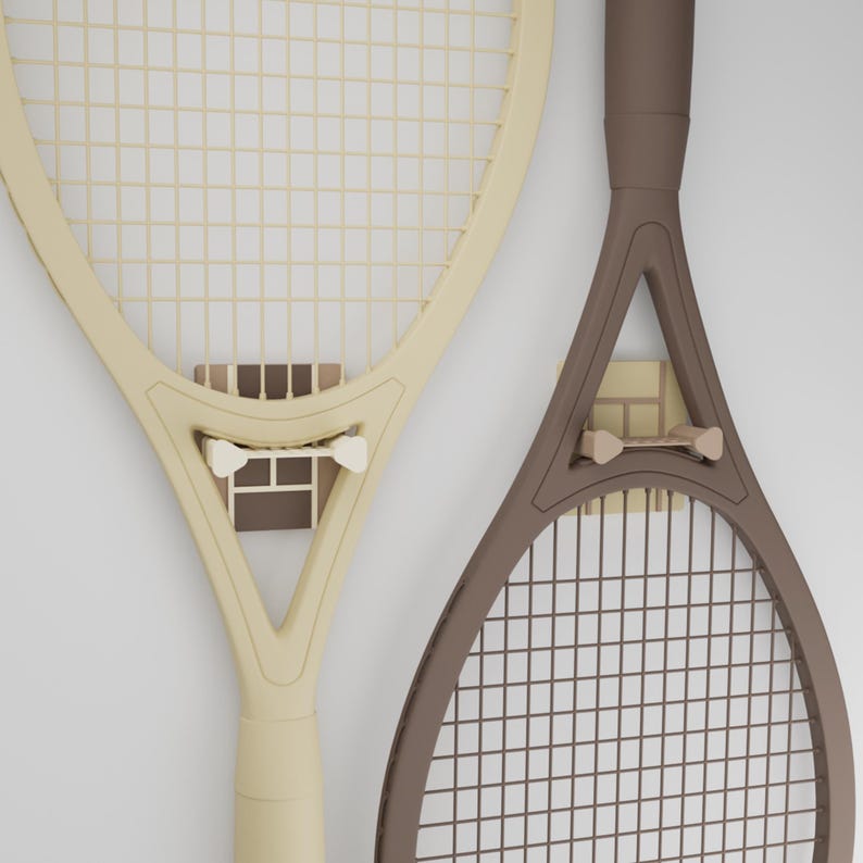 Stick Racquets Fall Minimalist Tennis Racquet Wall Hook, Easy Stick On, Tennis Court ...