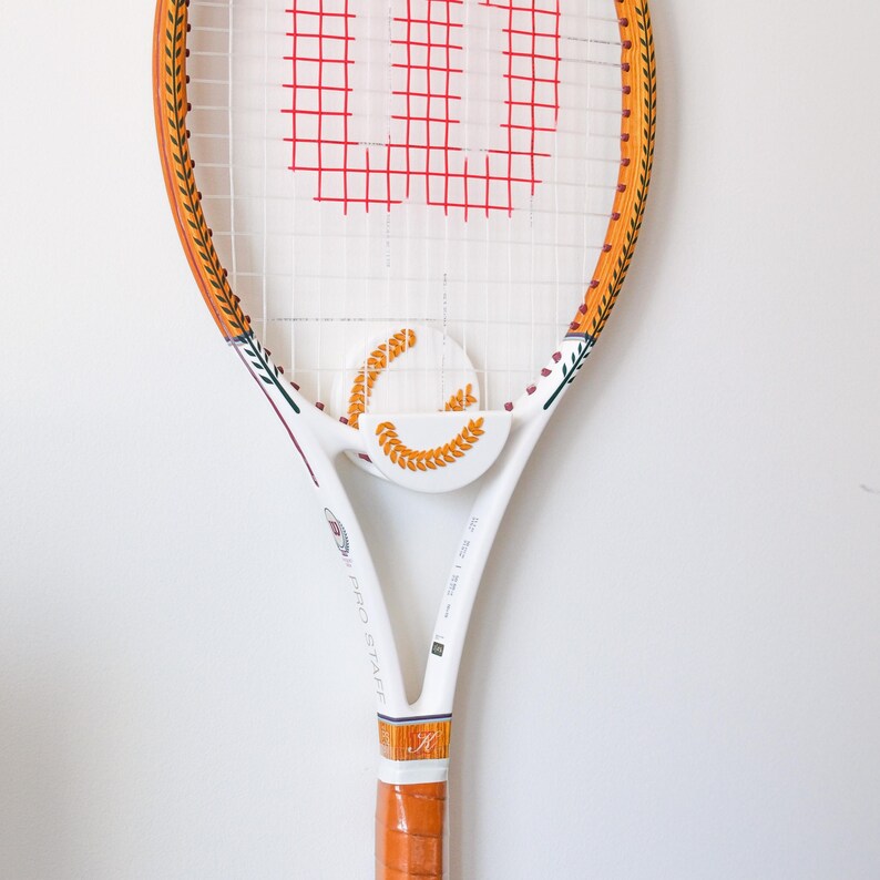 Stick E Racket Mediterranean Style Tennis Racquet Hanger, Easy Stick-on Wall Mount ...