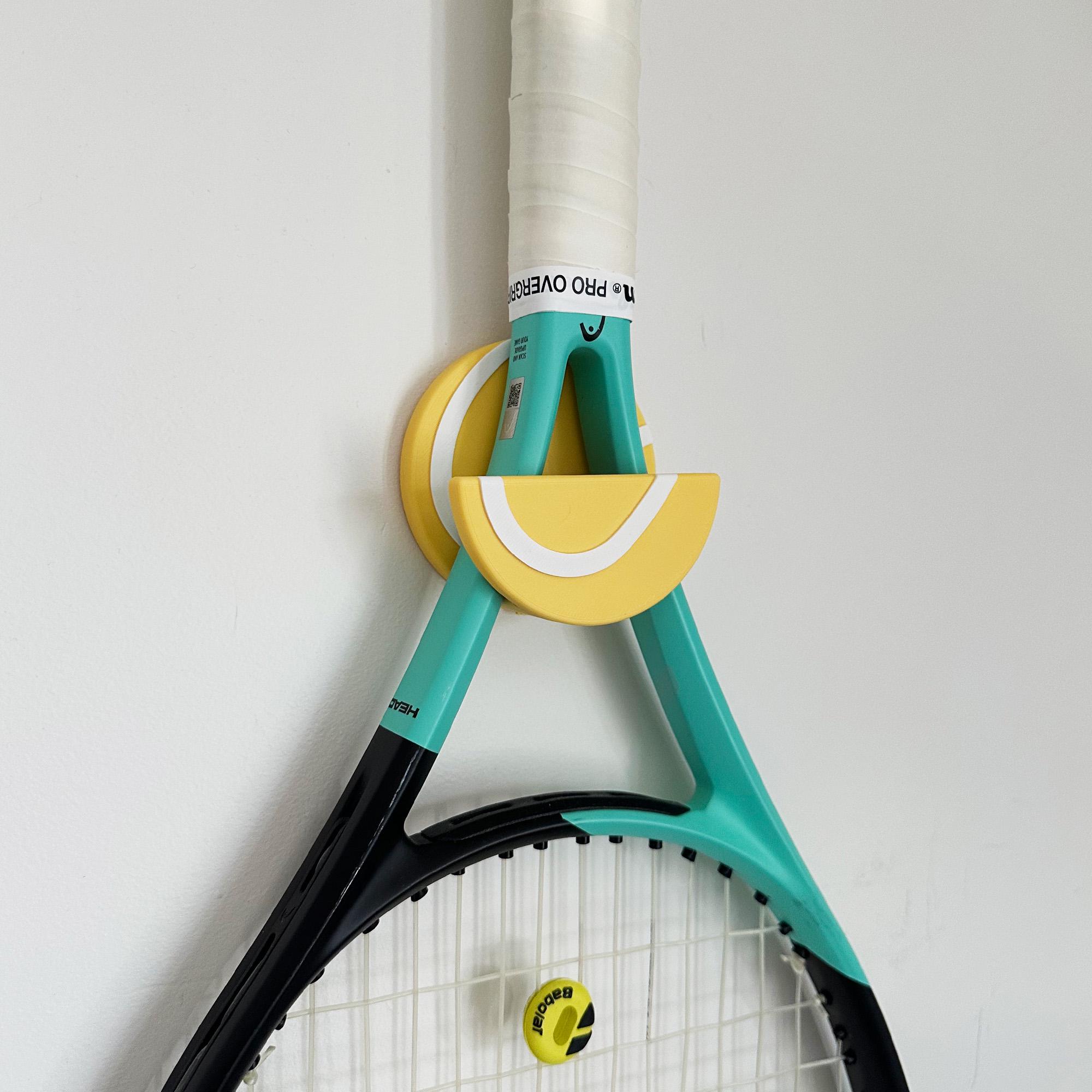 Modern Easy Stick-on Tennis Racket Hanger, Tennis Ball Shape Wall Hook ...