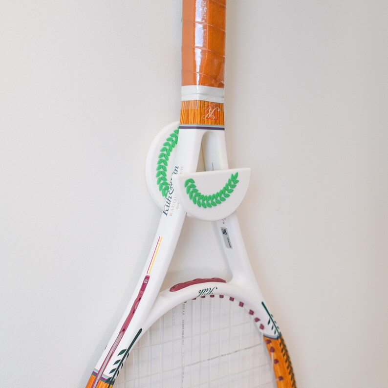 Stick E Racket Mediterranean Style Tennis Racquet Hanger, Easy Stick-on Wall Mount ...