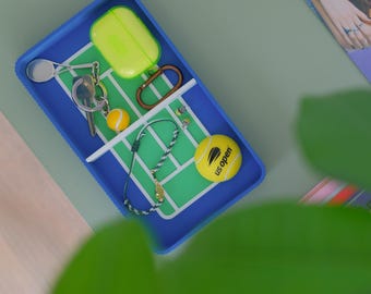 US Open Entryway Catchall Tray, Office/Bedroom/living room/Hallway Organization Decor, Miniature Tennis Court Gift, Tennis Desk Accessories