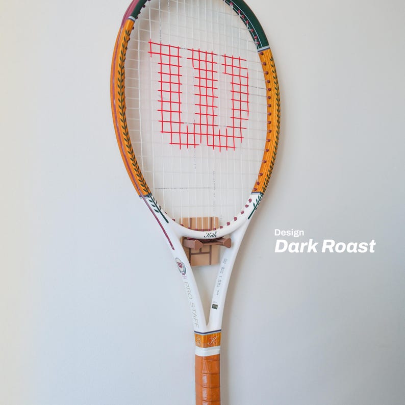 Professional Text On A Racket Fall Minimalist Tennis Racquet Wall Hook, Easy Stick On, Tennis Court ...