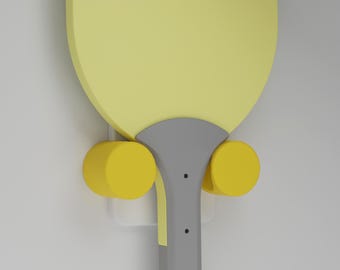 Drill Free Tennis/Racquetball/Pickleball Racquet Display Hanger, Racket Organizer, Vintage Racket Wall Mount, Paddle Holder, Racket Display