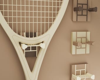 Fall Minimalist Tennis Racquet Wall Hook, Easy Stick on, Tennis Court Style, Tennis Racket Hanger, Tennis Wall Rack Display,Mocha Home Decor
