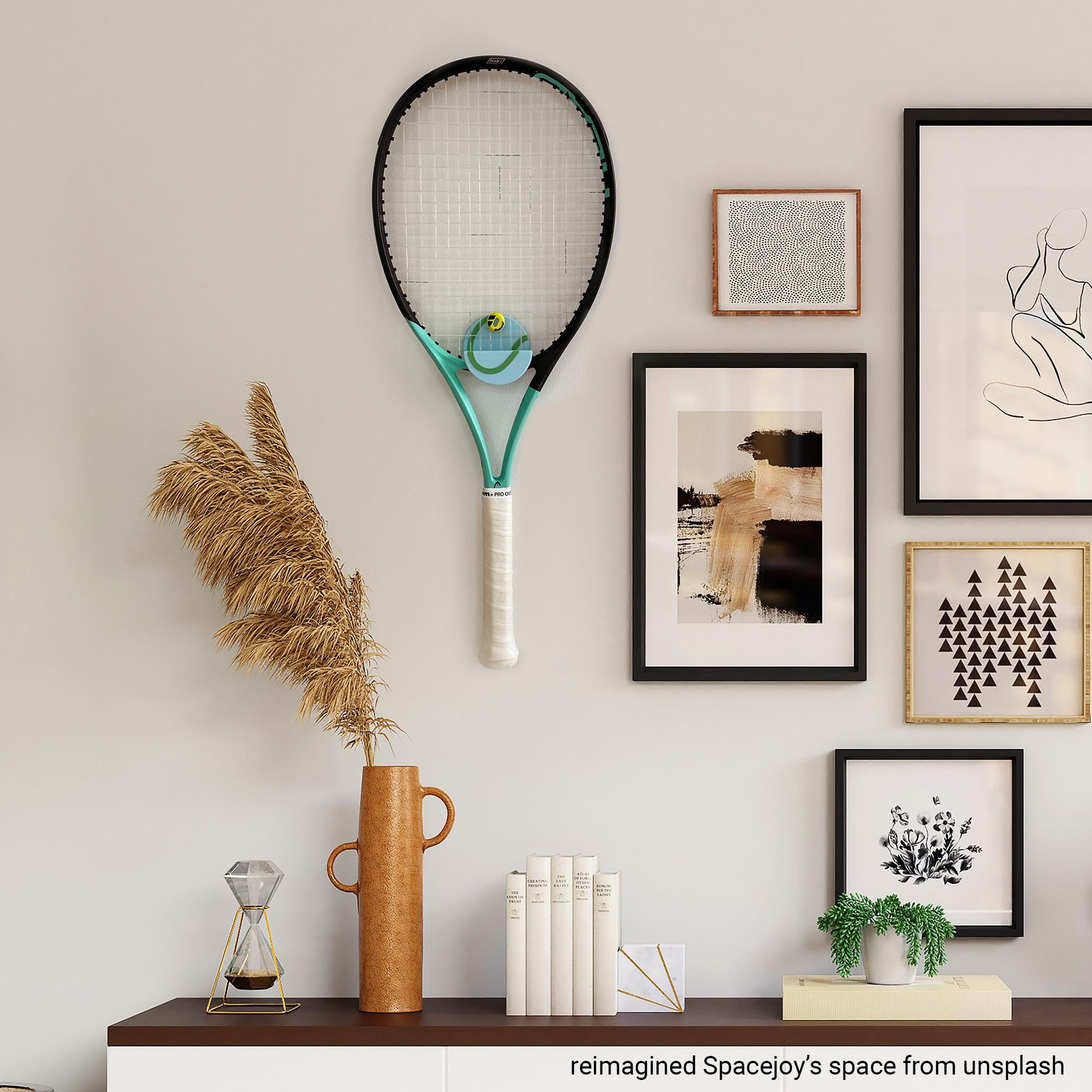 Modern Easy Stick-on Tennis Racket Hanger, Tennis Ball Shape Wall Hook ...