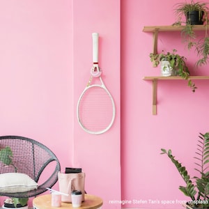 Modern Easy Stick-on Tennis Racket Hanger, Tennis Ball Shape Wall Hook ...