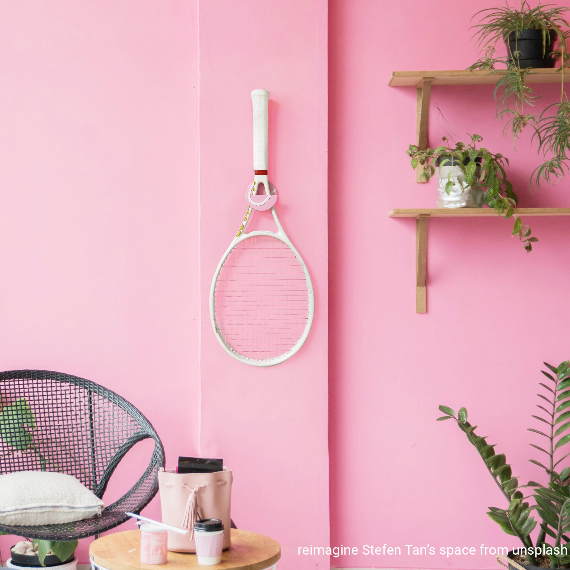 Modern Easy Stick-on Tennis Racket Hanger, Tennis Ball Shape Wall Hook ...