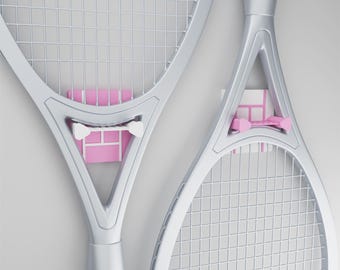 Stick-on Tennis Racket Wall Rack, Tennis Grand Slam Theme, Tennis Racquet Wall mount, Racket Display, Pink Tennis Court Design, Tennis Gift