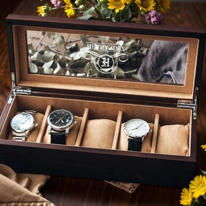 Personalized Engraved Watch Box, Watch Storage Case, Custom Watch Box for Men, Multi-slot Watch Box, Christmas Gift, Birthday Gift for Dad