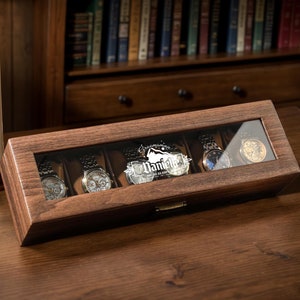 Personalized Watch Box, Custom Watch Storage Case, Brown Leather Watch Box, Groomsmen Proposal Gifts, Best Man Gift, Christmas Gift