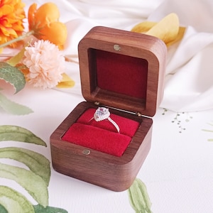 Single Slot Ring Box, Custom Walnut Ring Box, Personalized Wedding ...