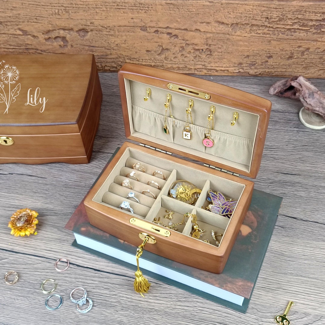 Petit coffre à bijoux en bois - boite à bijoux Naturel