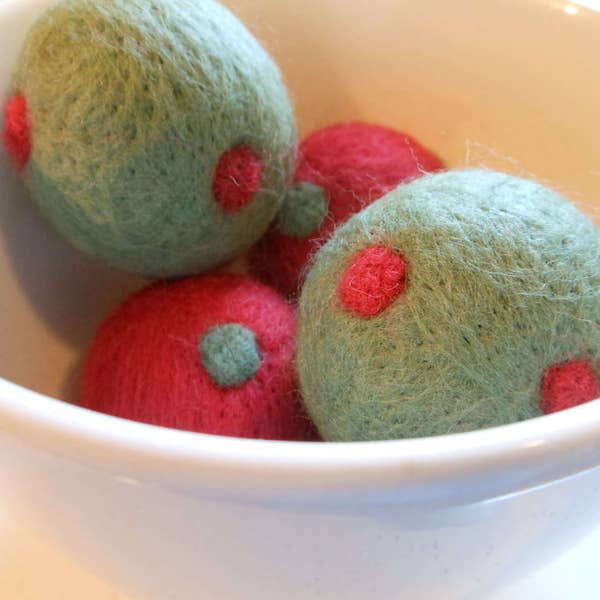 Set of 4 Needle Felted Christmas Balls Bowl Fillers Decorations