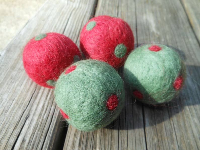 Set of 4 Needle Felted Christmas Balls Bowl Fillers Etsy