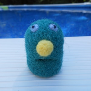 Little Blue-Green Wool Needle Felted Friendly Monster